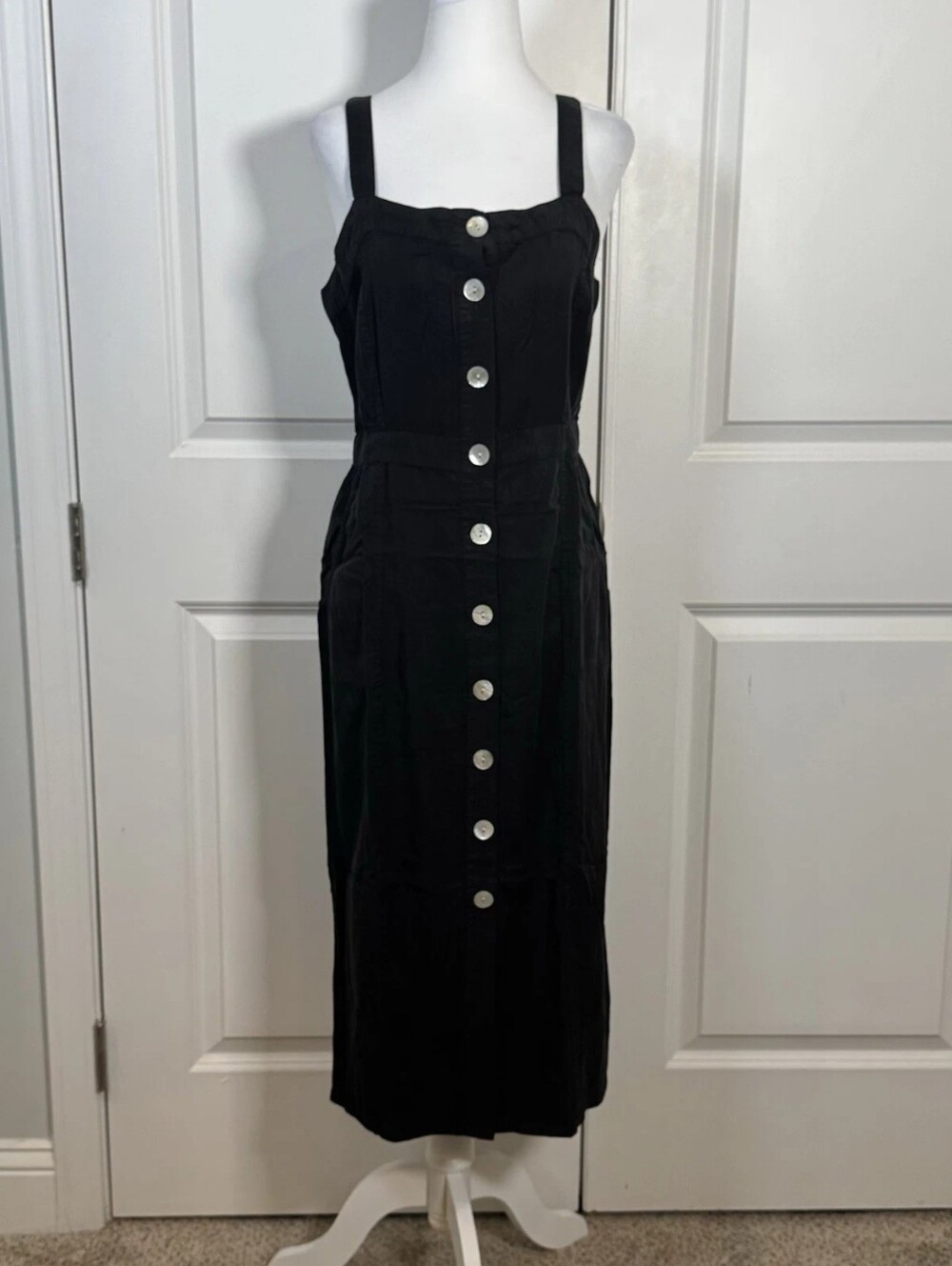 Classic Black Button-Front Sundress